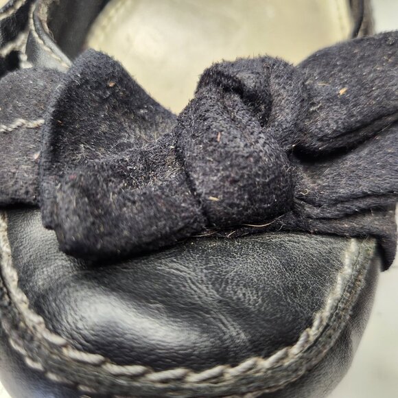 🎊3 FOR $10  AMERICAN EAGLE WOMENS SIZE 8W BLACK WEDGE HEELS WITH BOW ON TOE - Picture 3 of 9
